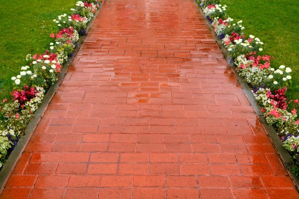 Red Brick Paver Placement